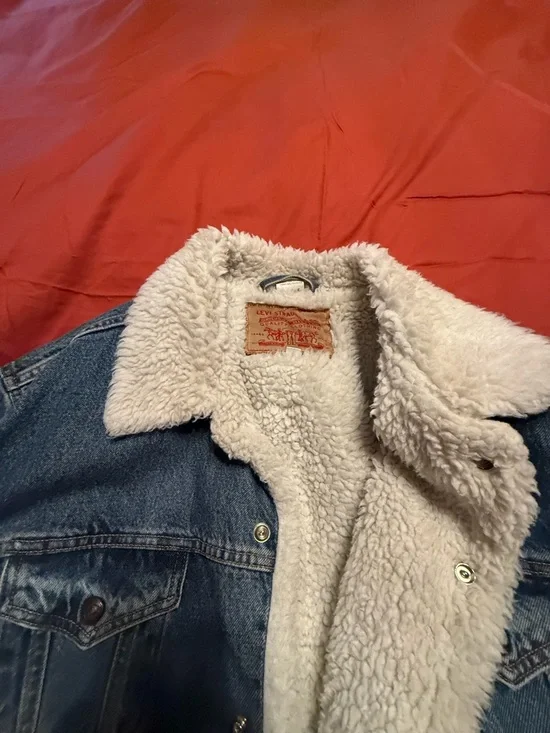 Sherpa-Lined Denim Jacket - Blue - Picture 3 of 4